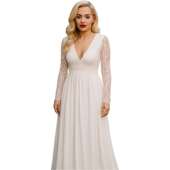 Lulu’s Lace Maxi Wedding Dress in WHT Size Small - Picture 1 of 15